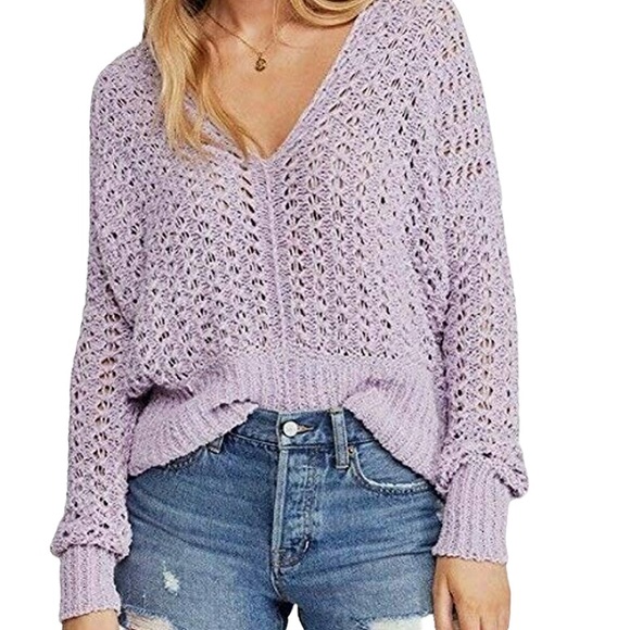 Free People Best of You Cropped Lavender Sweater - S - Picture 14 of 14